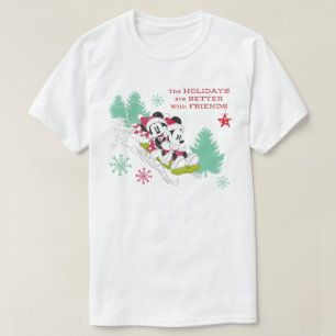 Classic Mickey and Minnie Snow Sledding T-Shirt