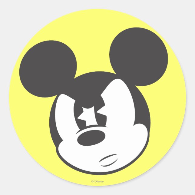 Classic Mickey | Angry Head Classic Round Sticker (Front)