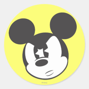 Classic Mickey Angry Head Round Sticker