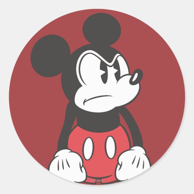 Classic Mickey | Angry Pose Round Sticker (Front)