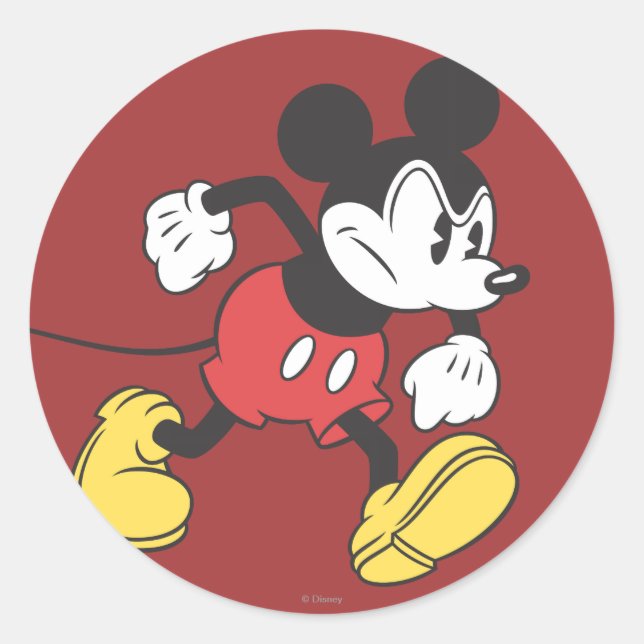 Classic Mickey | Angry Round Sticker (Front)