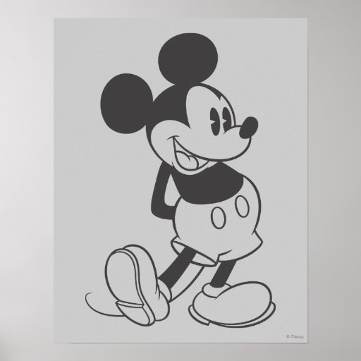 Classic Mickey | Black and White Poster | Zazzle