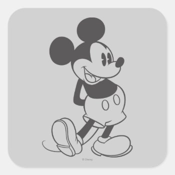 Classic Mickey | Black And White Square Sticker by MickeyAndFriends at Zazzle