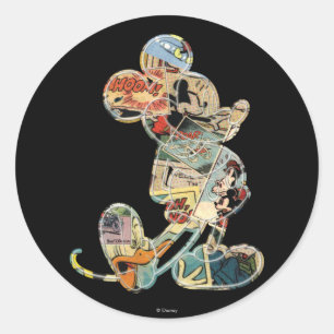 Classic Mickey Comic Silhouette Round Sticker