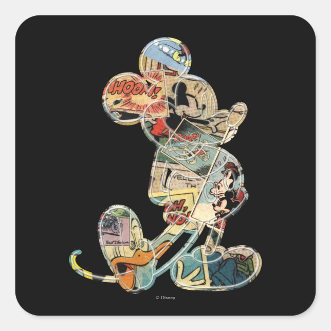 Classic Mickey | Comic Silhouette Square Sticker (Front)