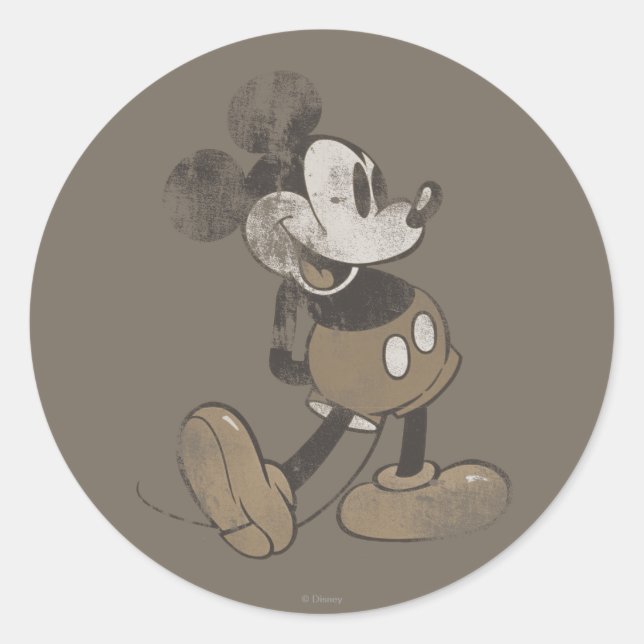 Classic Mickey | Distressed Round Sticker (Front)