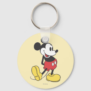 Vintage Disney Mickey Mouse Holding Flower Bouquet Rubber Keychain