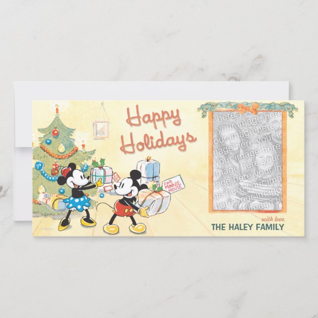 Classic Mickey & Minnie Holiday Photo Card (Front)