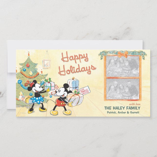 Classic Mickey & Minnie Holiday Photo Card (Front)