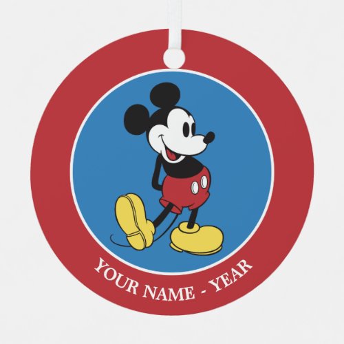 Classic Mickey Mouse  Add Your Name Metal Ornament