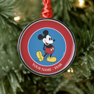 Classic Mickey Mouse | Add Your Name Metal Ornament
