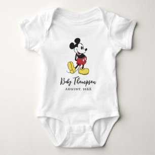 Classic Mickey Mouse Baby Announcement Date Baby Bodysuit