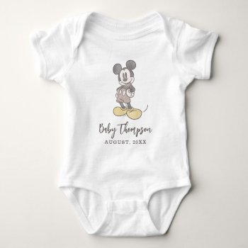 Classic Mickey Mouse | Baby Announcement With Date Baby Bodysuit by MickeyAndFriends at Zazzle