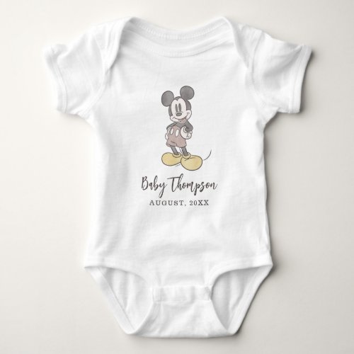 Classic Mickey Mouse  Baby Announcement with Date Baby Bodysuit