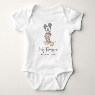 Classic Mickey Mouse   Baby Announcement with Date Bodysuit