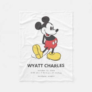 Classic Mickey Mouse Birth Stats Fleece Blanket