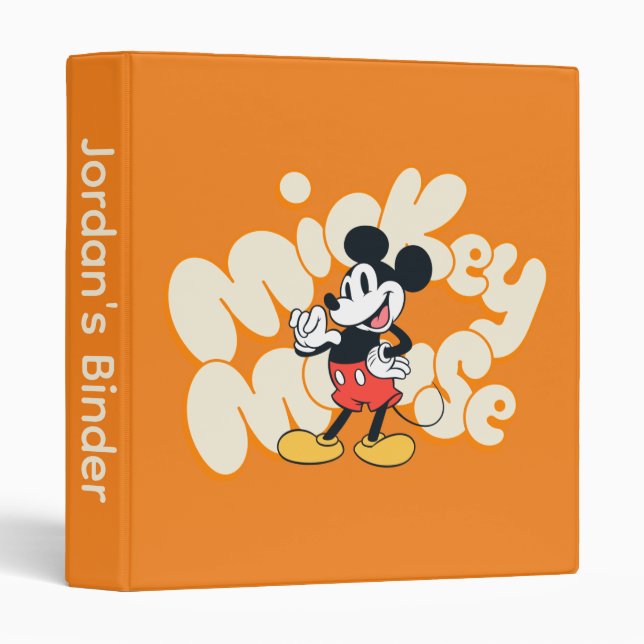 Classic Mickey Mouse Bubble Letter Name Graphic 3 Ring Binder (Front/Spine)