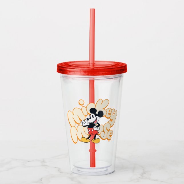 Classic Mickey Mouse Bubble Letter Name Graphic Acrylic Tumbler (Front)