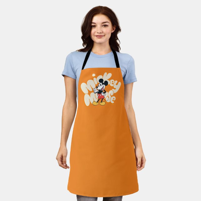 Classic Mickey Mouse Bubble Letter Name Graphic Apron (Worn)