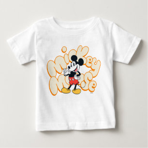 Classic Mickey Mouse Bubble Letter Name Graphic Baby T-Shirt