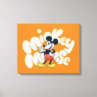 Classic Mickey Mouse Bubble Letter Name Graphic Canvas Print