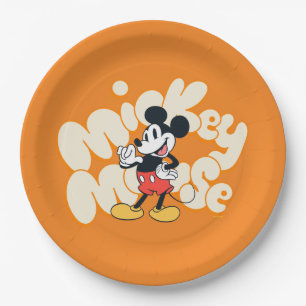 Classic Mickey Mouse Bubble Letter Name Graphic Paper Plates