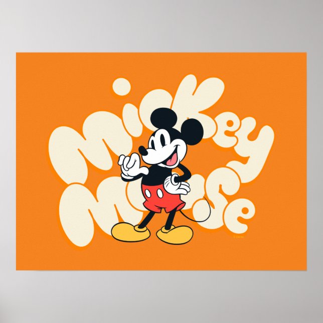Classic Mickey Mouse Bubble Letter Name Graphic Poster (Front)