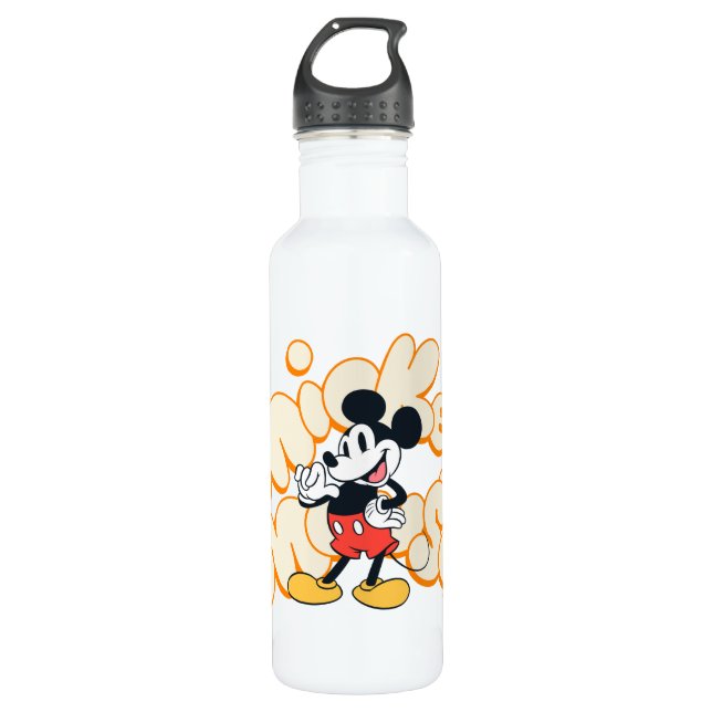 Classic Mickey Mouse Bubble Letter Name Graphic Stainless Steel Water Bottle (Front)
