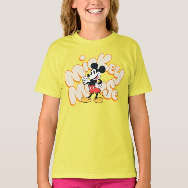 Classic Mickey Mouse Bubble Letter Name Graphic T-Shirt (Front)