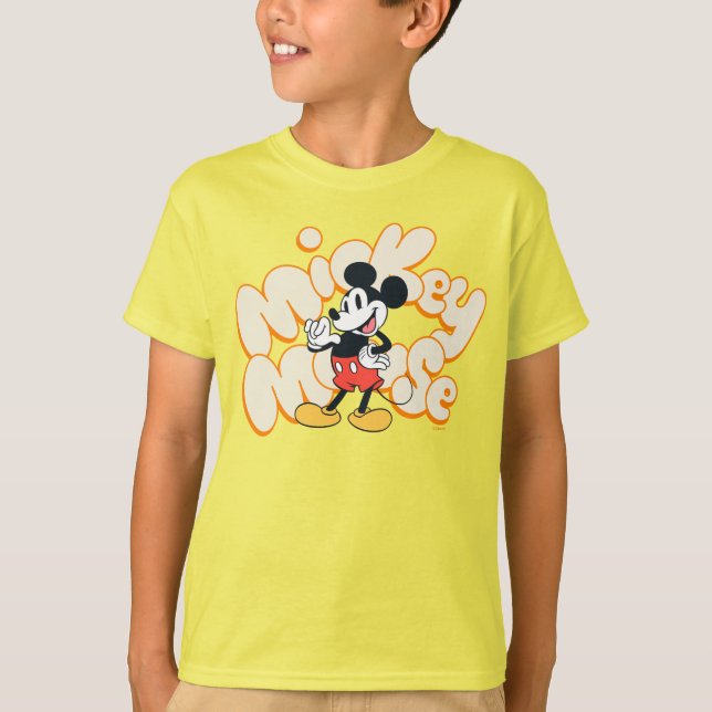 Classic Mickey Mouse Bubble Letter Name Graphic T-Shirt (Front)