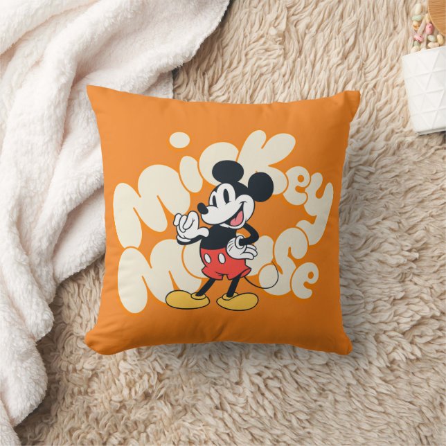 Classic Mickey Mouse Bubble Letter Name Graphic Throw Pillow (Blanket)