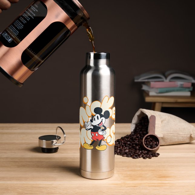 Classic Mickey Mouse Bubble Letter Name Graphic Water Bottle (Coffee)