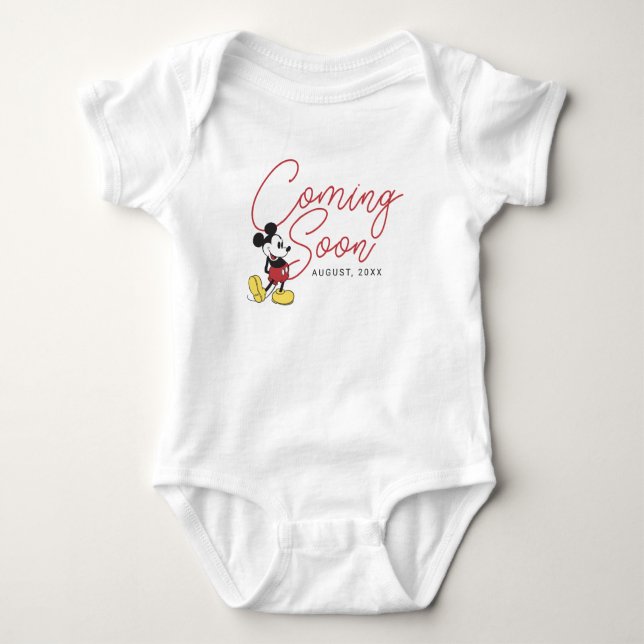 Classic Mickey Mouse | Coming Soon with Date Baby Bodysuit (Front)