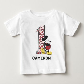 Classic Mickey Mouse | Custom 1st Birthday Boy Baby T-shirt by MickeyAndFriends at Zazzle