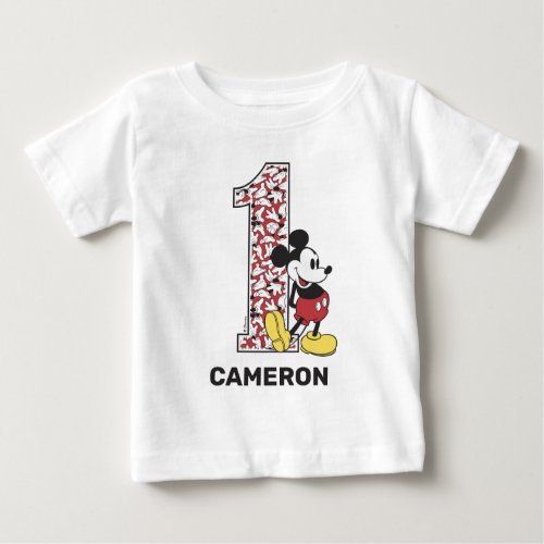 Classic Mickey Mouse  Custom 1st Birthday Boy Baby T_Shirt