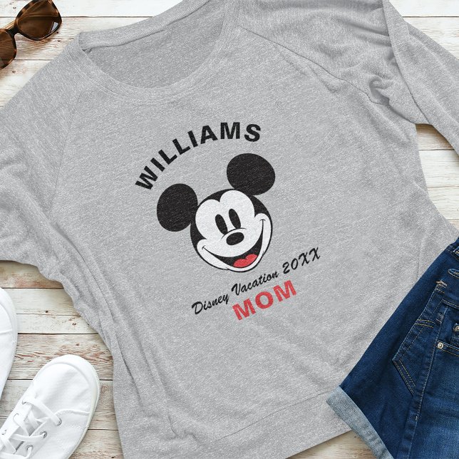 Classic Mickey Mouse - Family Vacation & Year T-Shirt (Longsleeve t-shirt outfit flat lay)