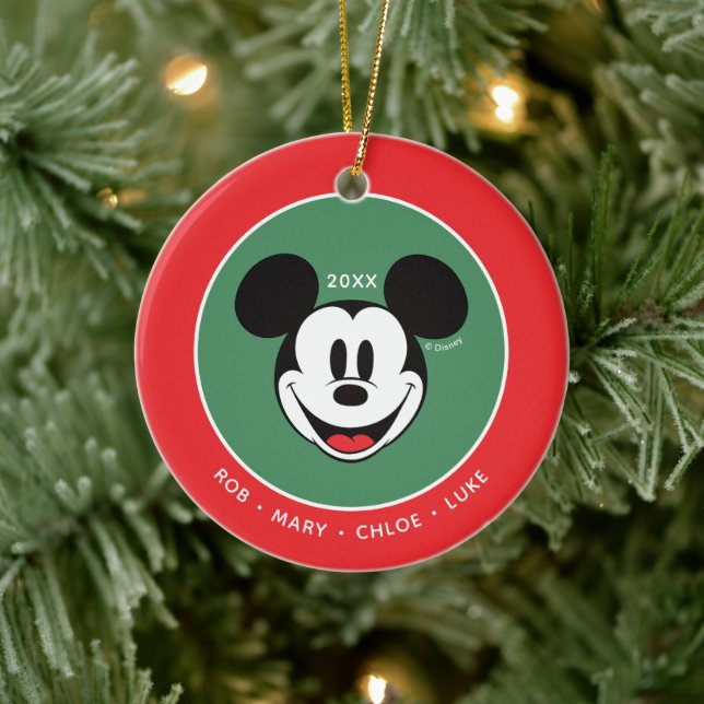 Classic Mickey Mouse Holiday Family Ceramic Ornament (Tree)