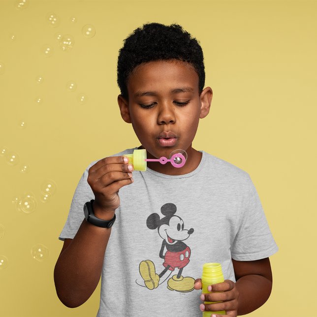 Classic Mickey Mouse Retro Design Tri-Blend Shirt (Kid wearing shirt)