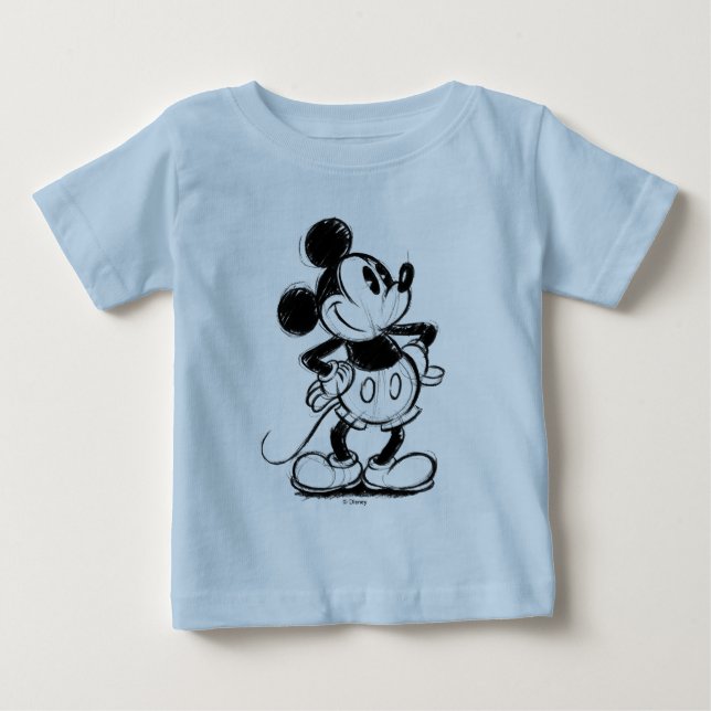 Classic Mickey Mouse Sketch Baby T-Shirt (Front)