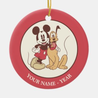 Classic Mickey & Pluto | Add Your Name Ceramic Ornament