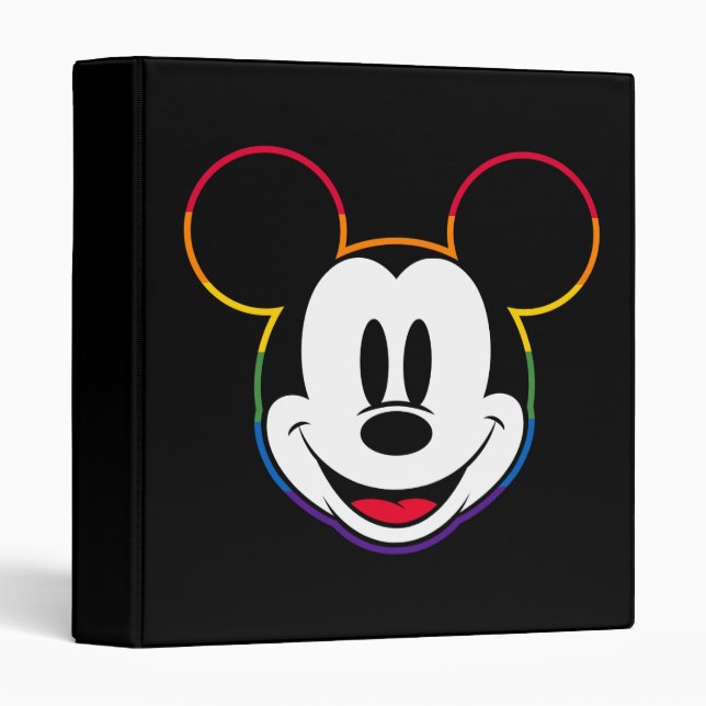 Classic Mickey Rainbow Head 3 Ring Binder (Front/Spine)
