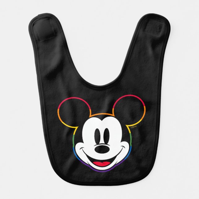 Classic Mickey Rainbow Head Baby Bib (Front)