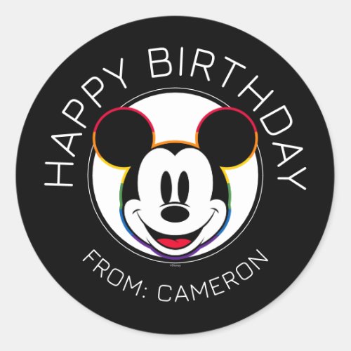 Classic Mickey Rainbow Head  Happy Birthday Classic Round Sticker