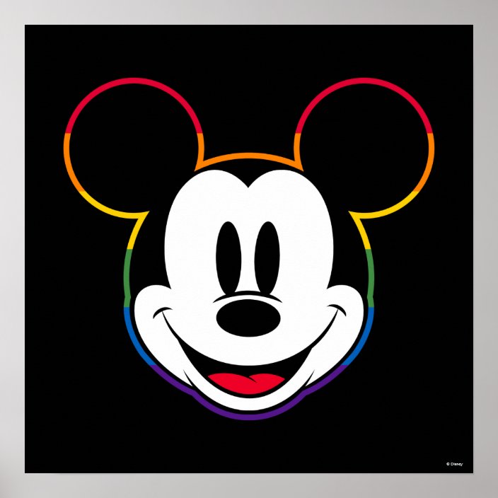 Classic Mickey Rainbow Head Poster