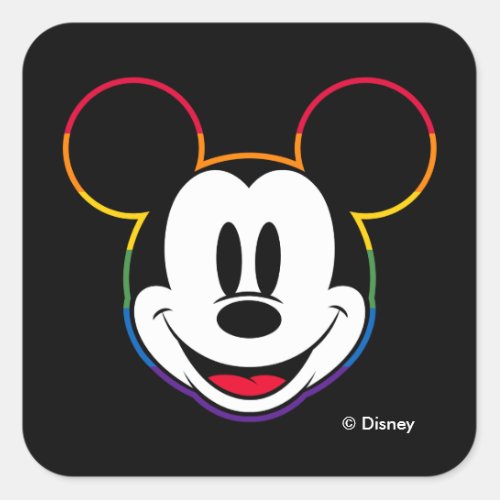Classic Mickey Rainbow Head Square Sticker