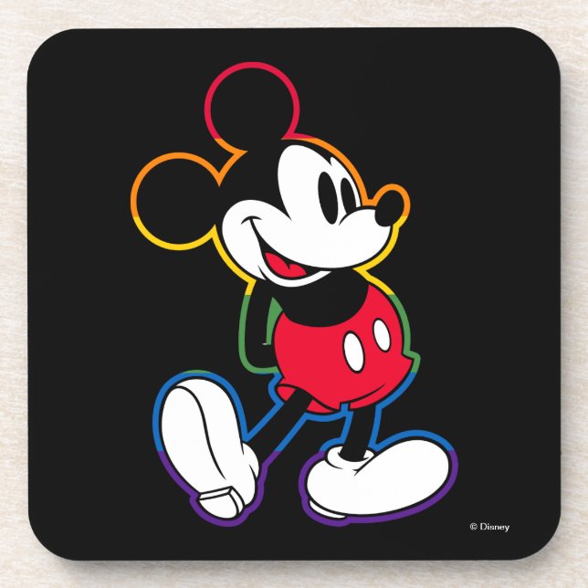 Classic Mickey Rainbow Outline Beverage Coaster (Front)