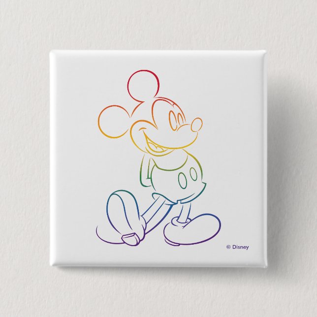 Classic Mickey Rainbow Outline Button (Front)