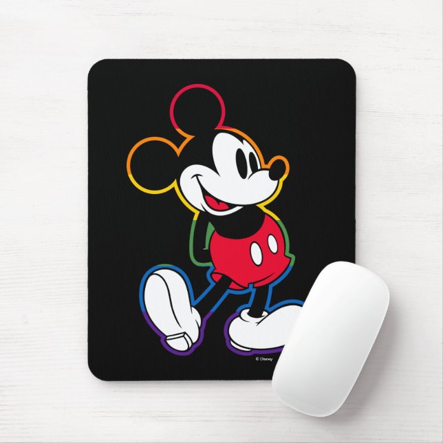 Classic Mickey Rainbow Outline Mouse Pad (With Mouse)