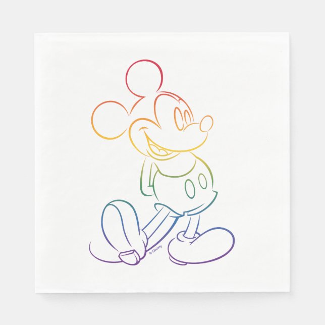 Classic Mickey Rainbow Outline Napkins (Front)