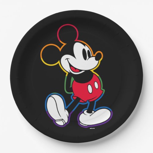 Classic Mickey Rainbow Outline Paper Plate